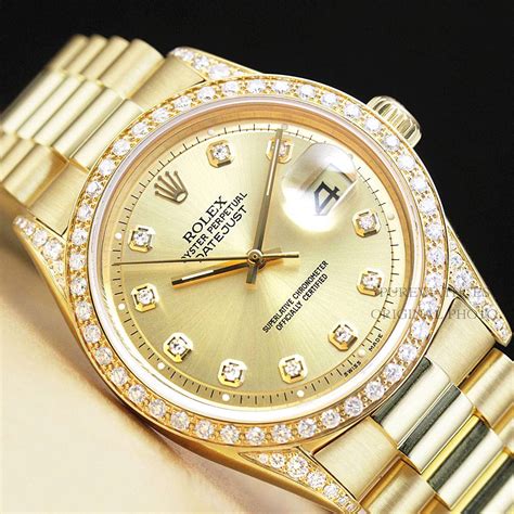 gold presidential rolex with diamonds|rolex presidential 18k solid gold.